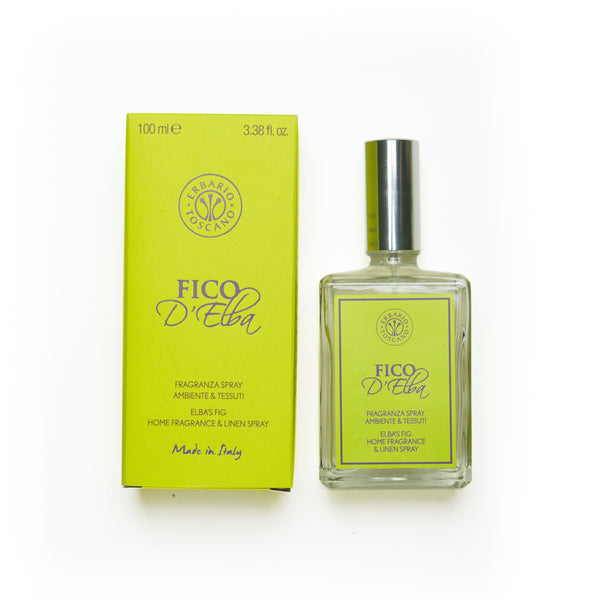 Fico D Elba Home fragrance and linen spray box and bottle.